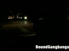 Blonde Slut Finds Herself In An Abandoned Parking Lot Where She Is Gangbanged By Five Black Men